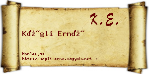 Kégli Ernő névjegykártya